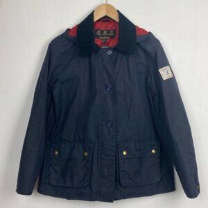 Rare Barbour x J.Crew 6 Shore Waxed Jacket Coat Navy Hooded